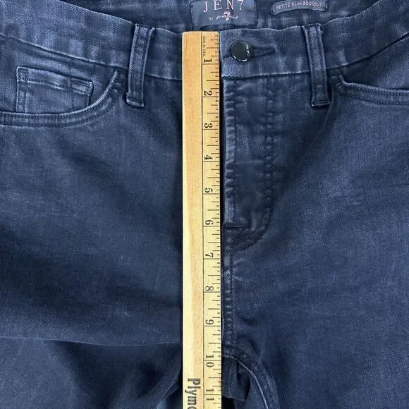 Jen7 Seven For All Mankind 7FAM Jeans Womens 8 Black Petite Slim Bootcut Stretch - Picture 11 of 16